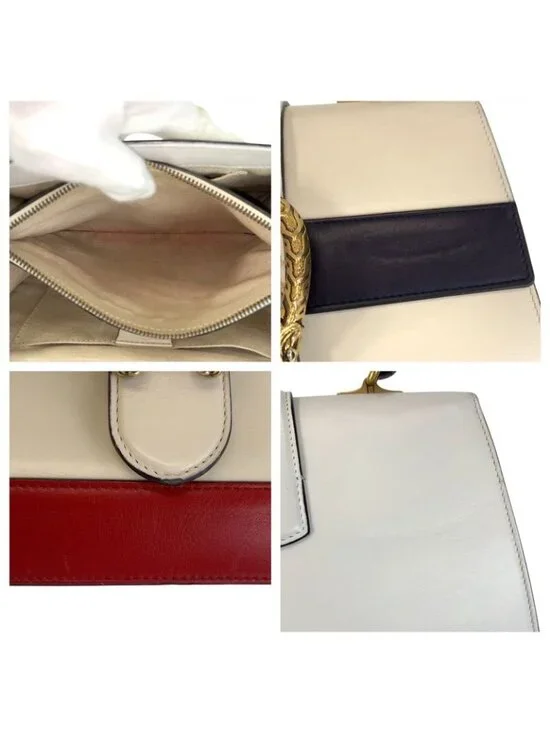 Gucci Dionysus Bamboo White Navy Red Leather 2-Way Shoulder Bag - Picture 6 of 9